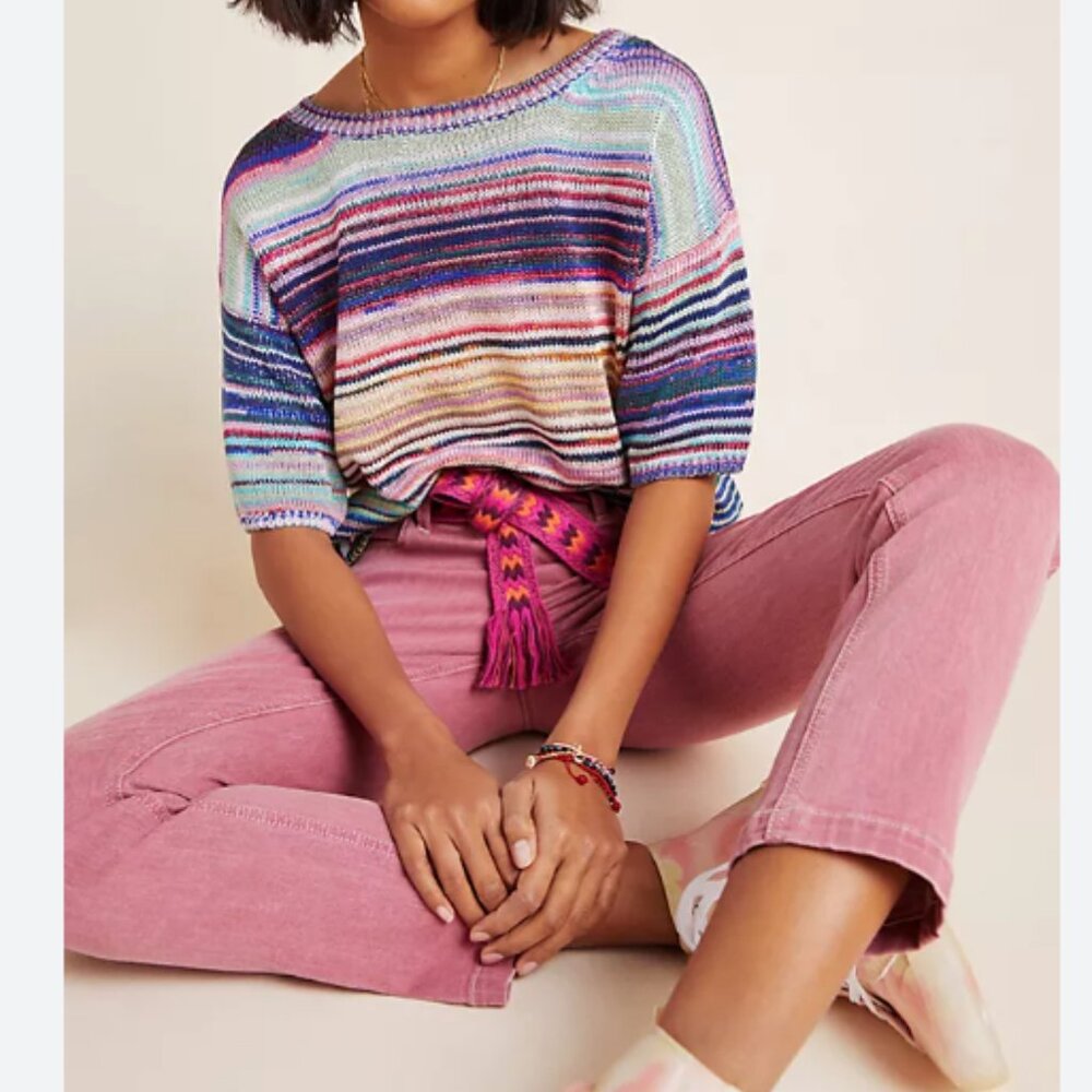 Anthropologie Bianca Sweater Tee Short Sleeve Sweater Size Small